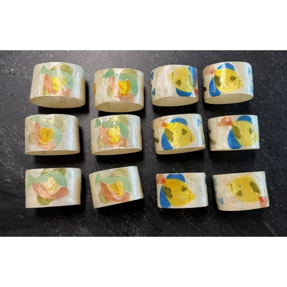 Vintage Studio Nova Barrier Reef Napkin Rings Set‎ of 12 Tropical Fish Y2310